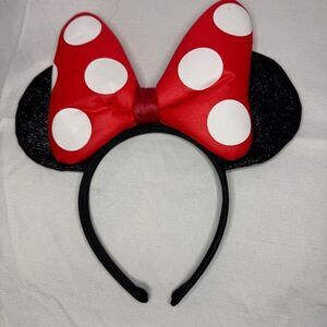 Minnie Mouse Disney Ears with Red & White Polka Dot Bow